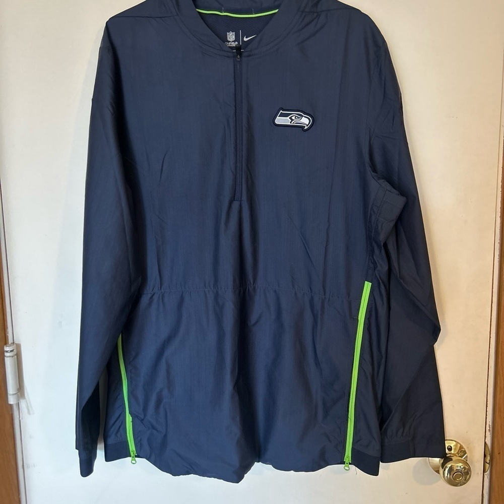 Seattle Seahawks Nike Sideline Elite Hybrid Quarter-Zip Jacket Navy Men's Medium